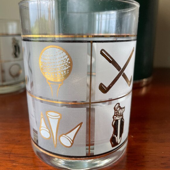 Never used Vintage Culver Golf Accent 14oz  Glasses with Ice Bucket - Picture 6 of 8